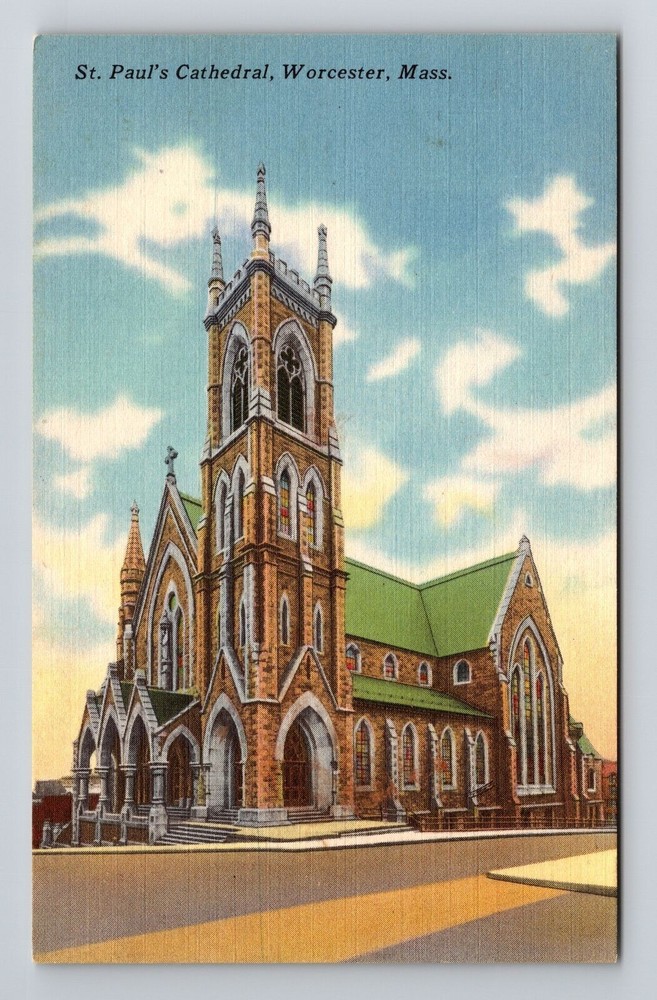 Worcester MA-Massachusetts, St. Paul's Cathedral, Vintage Postcard