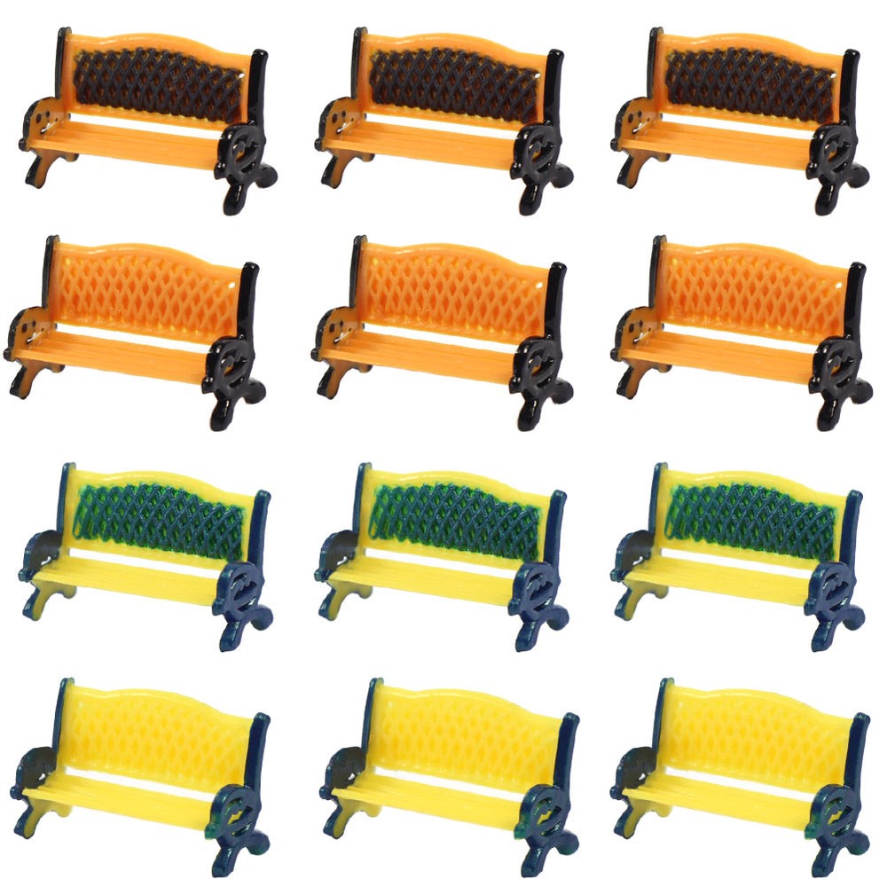 12pcs Model Railway HO Scale 1:87 Platform Park Street Seats Bench Settee Chair