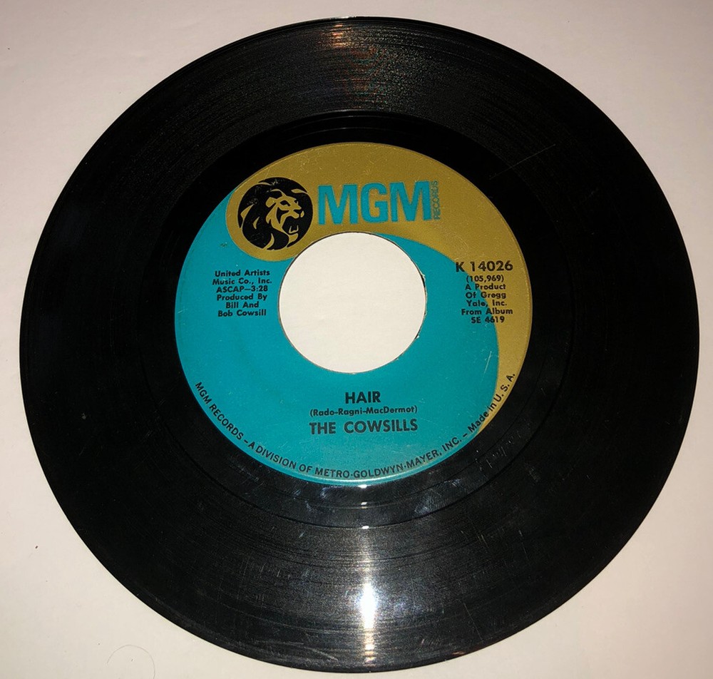 The Cowsills - Hair / What Is Happy 45 Rpm MGM 7” 23T11