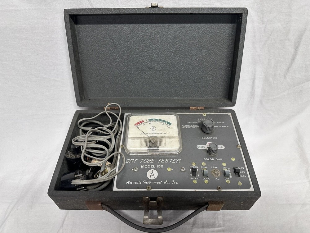 Accurate Instrument Co Inc Model 159 CRT Tube Tester Powers Up with Extra Plugs-image