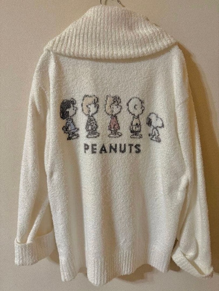 SNOOPY meets GELATO PIQUE White Peanuts Embroidered Cookie Button Cardigan