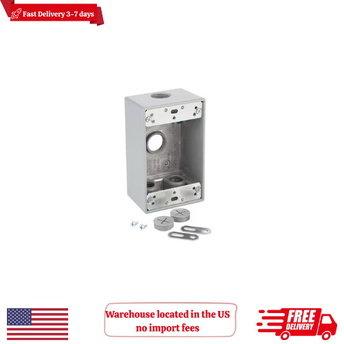 1-Gang Metallic Weatherproof Box with (4) 1/2 In. Holes, Gray