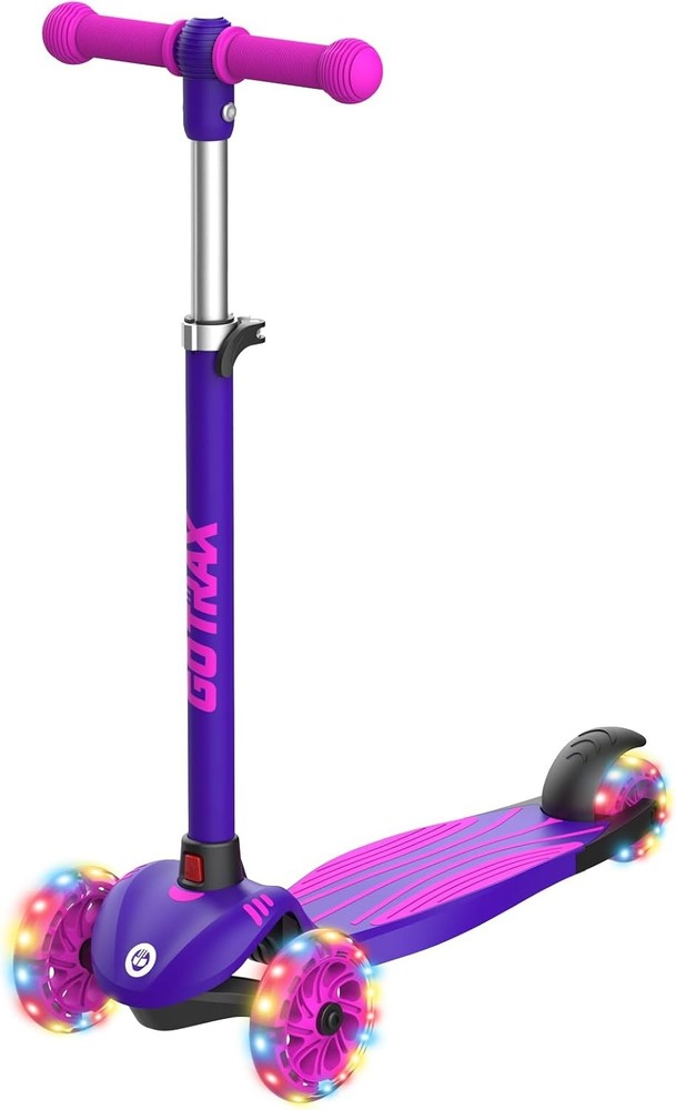 Gotrax KS1 Kids Kick Scooter 3-Wheel LED Wheels Adjustable Height Ages 2-8 Up to
