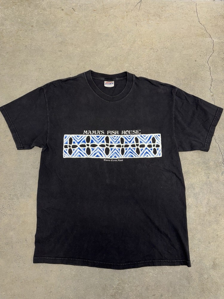 Hanes Beefy-T Black Mama’s Fish House Hawaii Double-Sided Cotton T-Shirt L