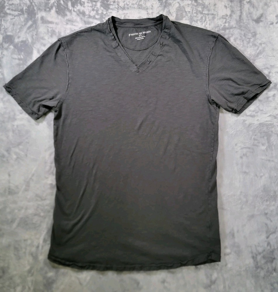Weston Jon Boucher Mens XL V Neck T Shirt Supima Cotton Black Made in USA