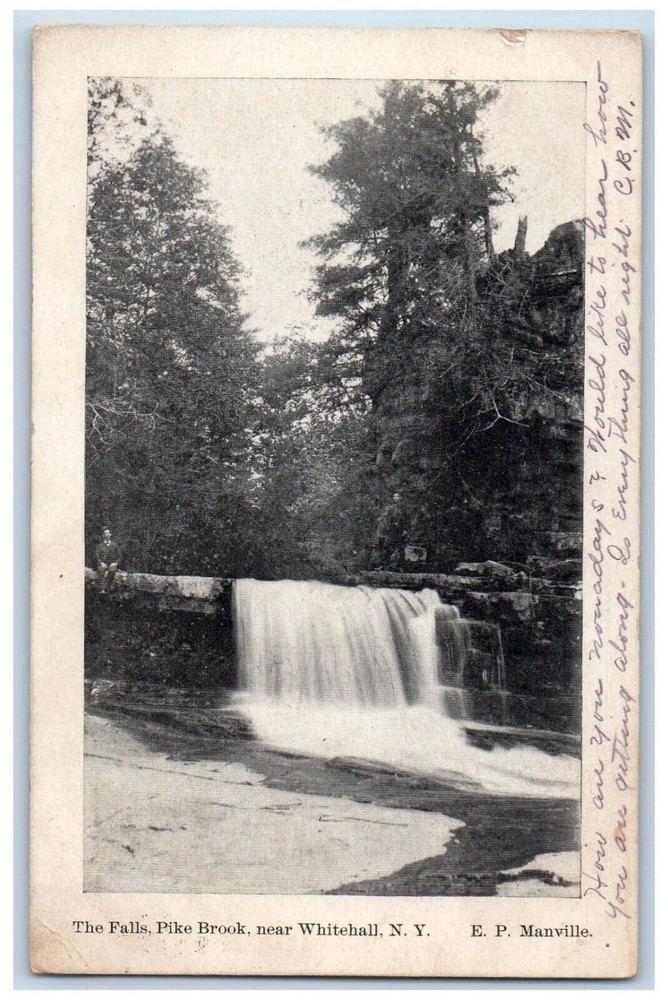 1905 The Falls Pike Brook near Whitehall Scenic New York NY Vintage Postcard