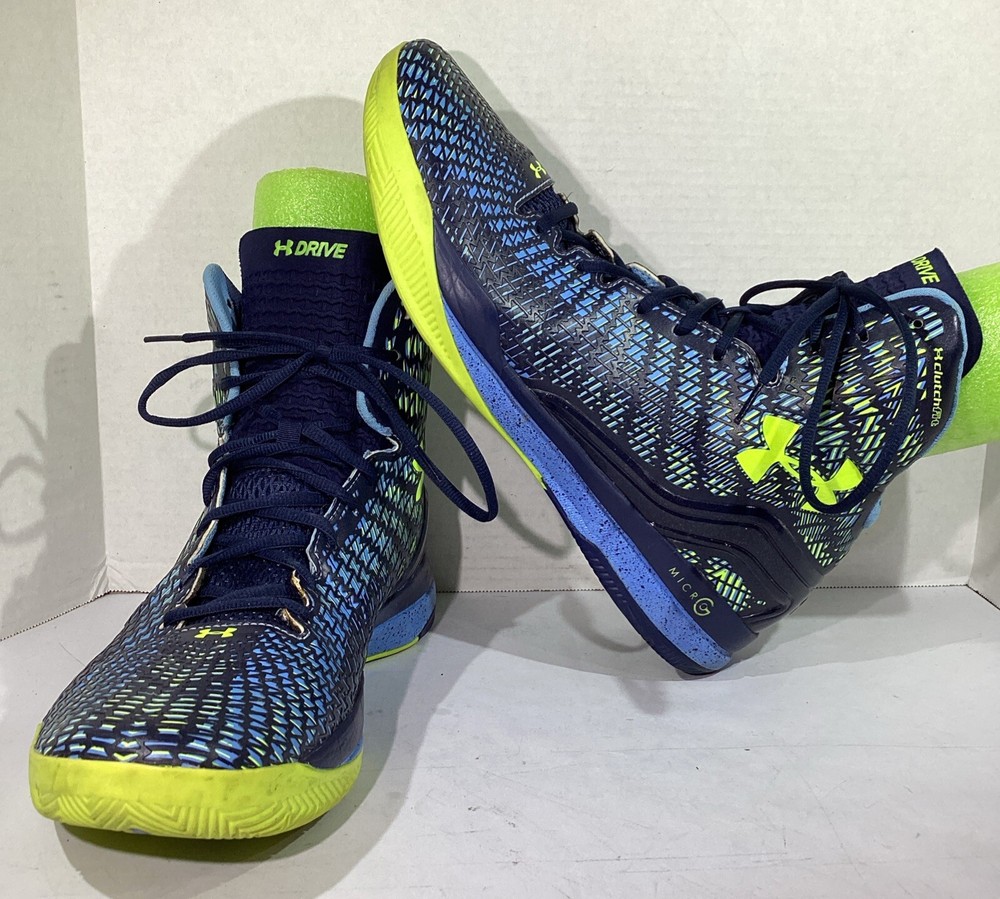 Under Armour Men’s Size 14 Blue/Yellow Clutchfit Drive Basketball Shoes CM1-443