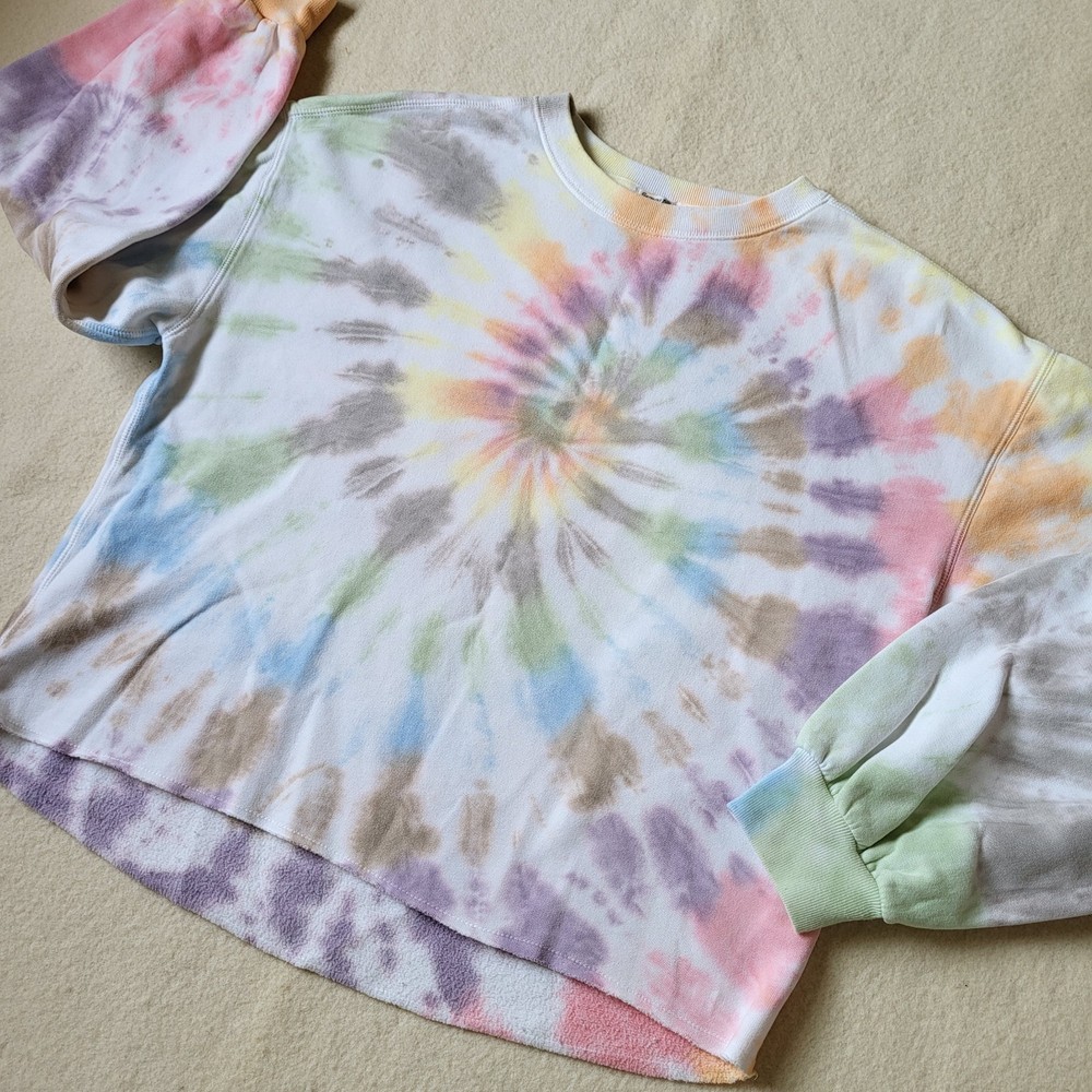 Abercrombie & Fitch Cropped Sweatshirt Women's Size Medium White TieDye Pullover