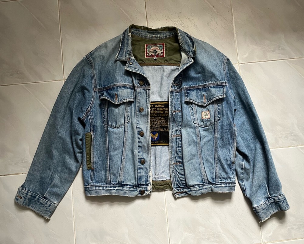 vintage rare avirex cowboys denim distressed jacket