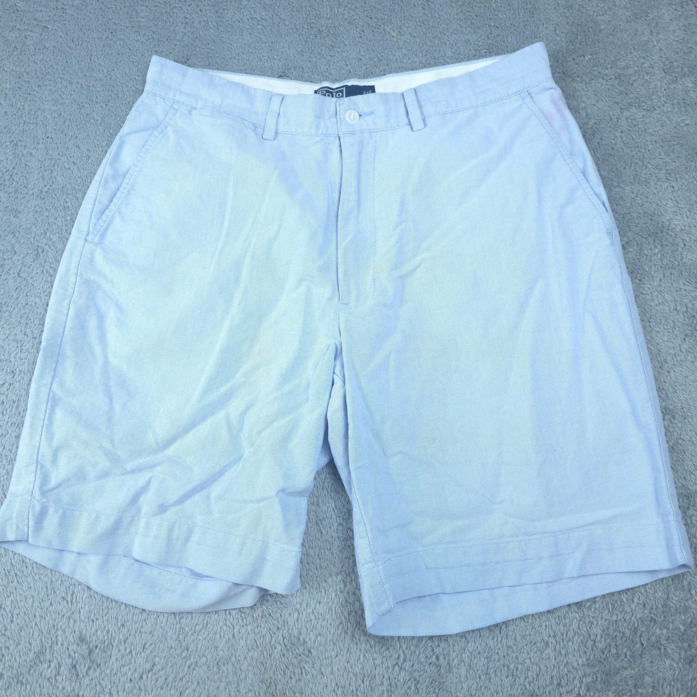 Polo Ralph Lauren Shorts Mens 32 Blue Chino 9 Inseam Summer Casual Flat Front