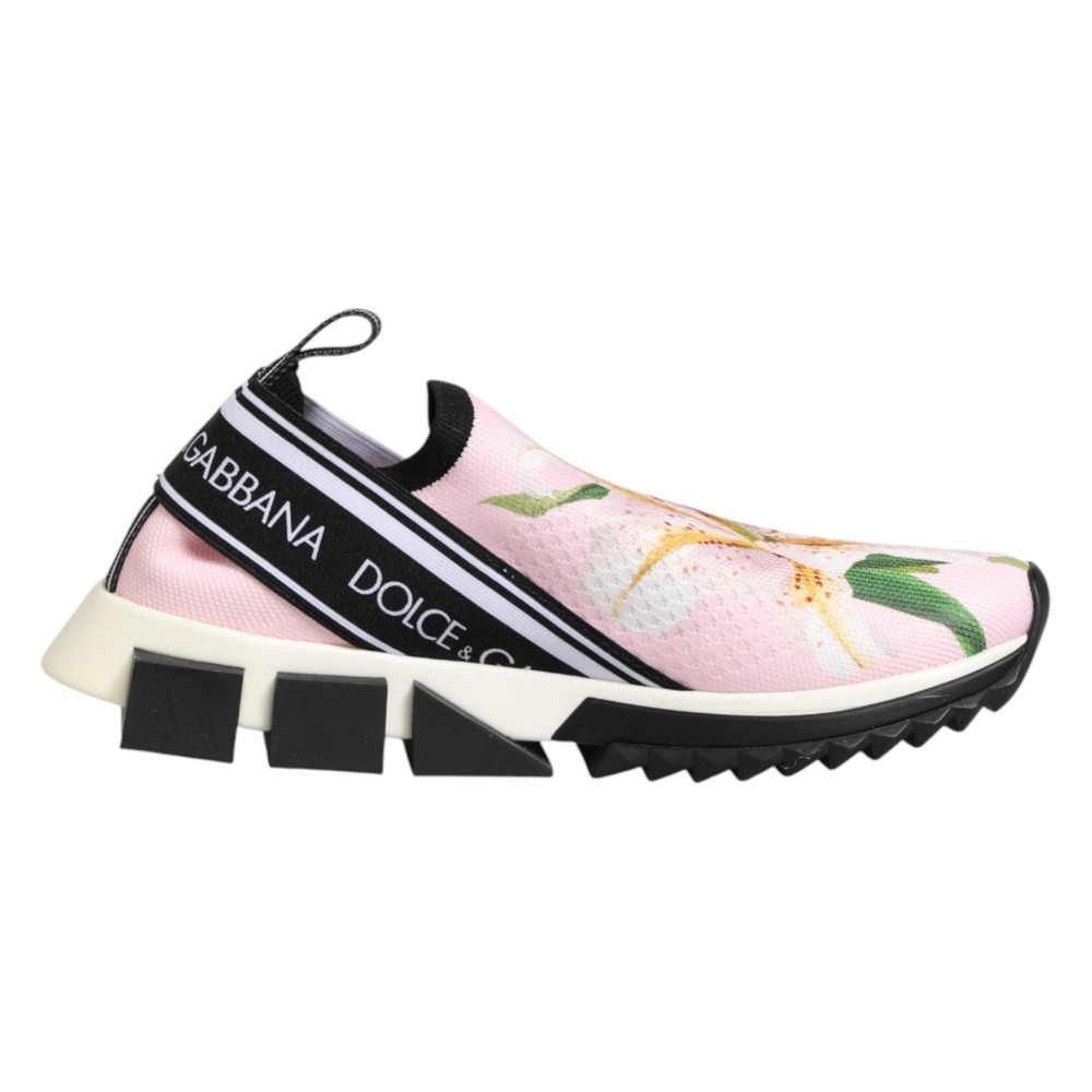 DOLCE & GABBANA Shoes Pink Floral Sorrento Low Top Sneakers EU37 / US6.5 890usd