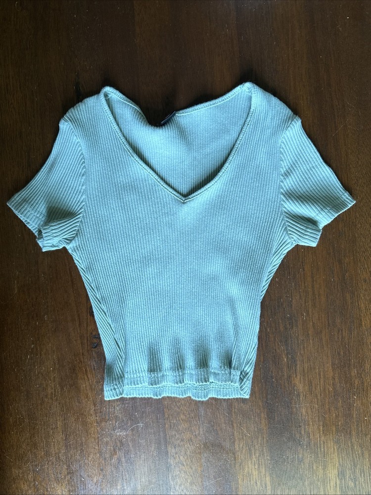 Shein Womens Blue Short Sleeve Scoop Neck Pullover Cropped Top Size XS