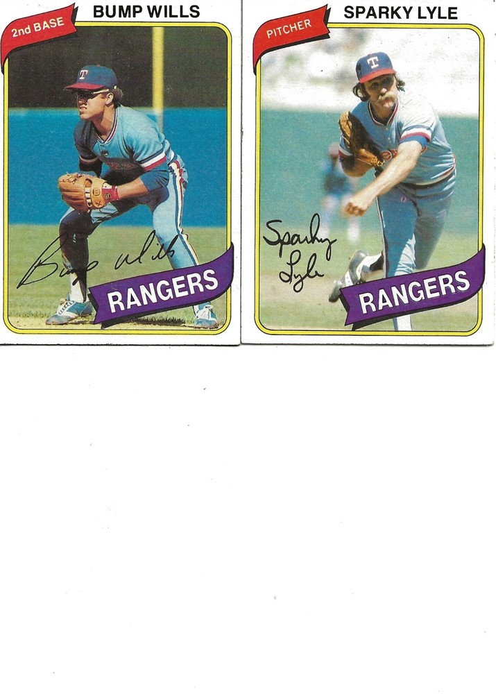1980 Topps Rangers Bump Wills And Sparky Lyle