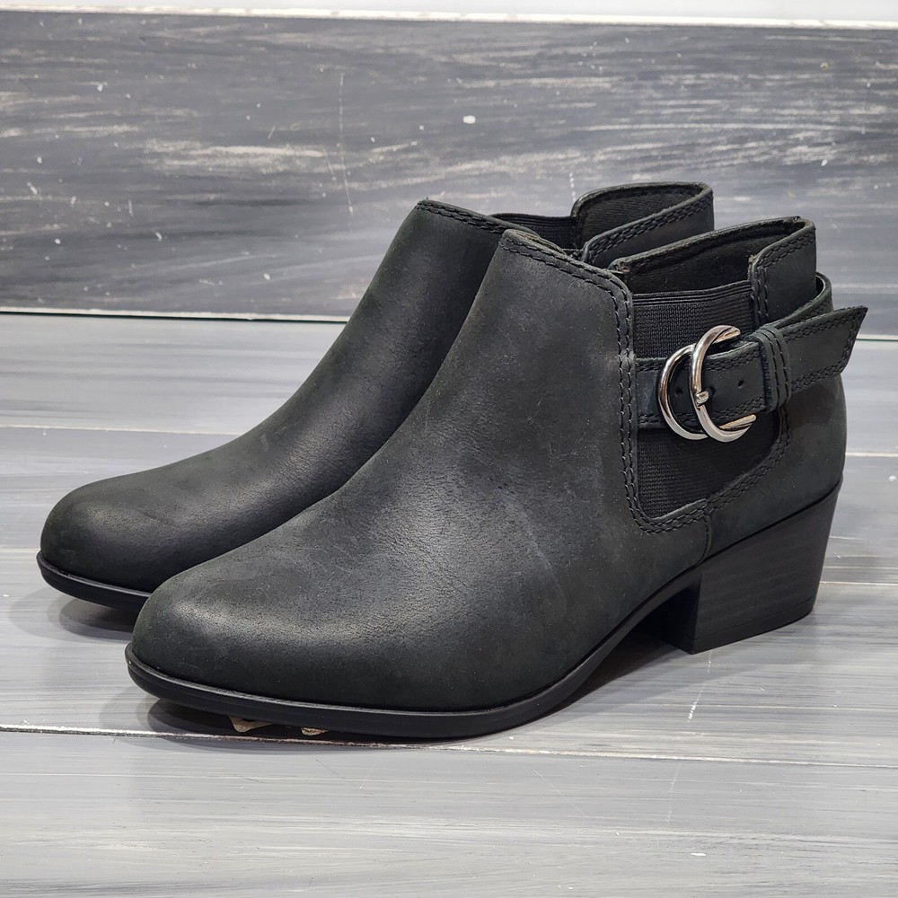 Clarks Adreena Field Booties Black Leather Size 6 M Zip Up Ankle Boots