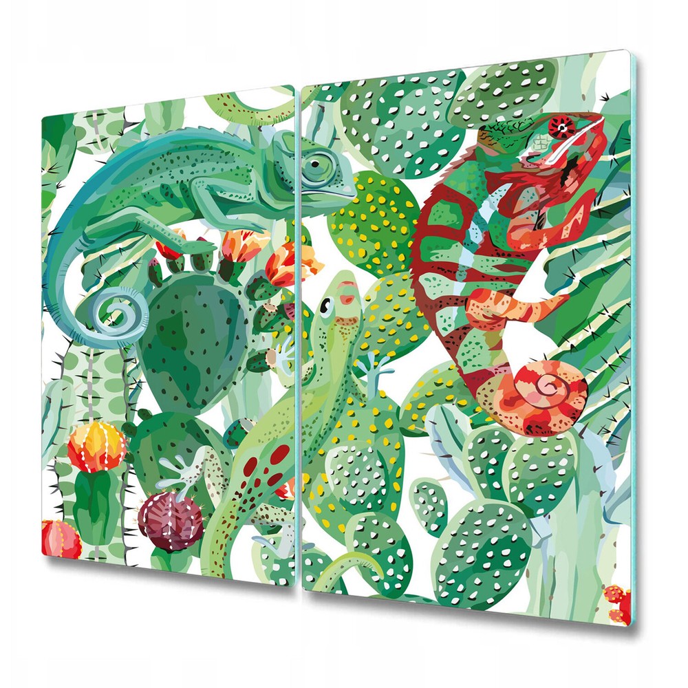 Glass Chopping Serving Board Exotic Chameleons Animals Tropical Exotic 2x30x52