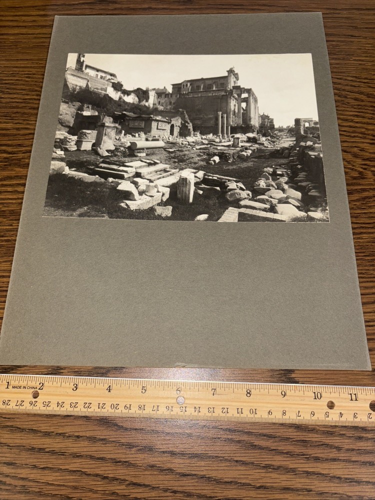 Vintage Temple of Antoninus & Faustina Mounted Roman Architecture Photo Rome