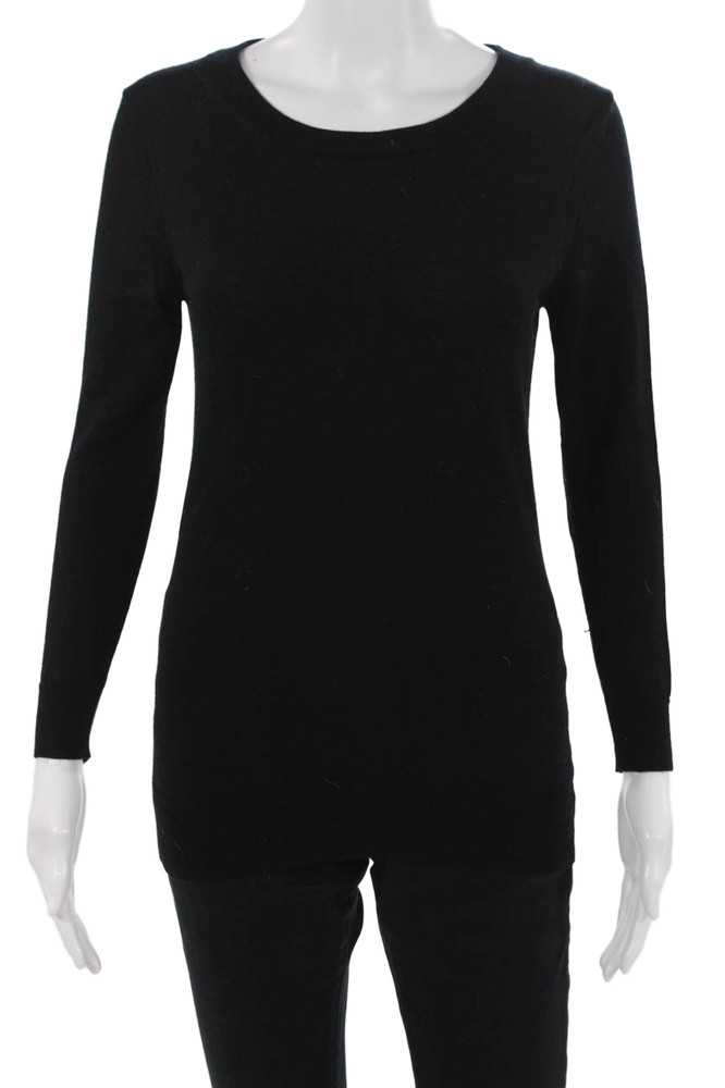 J Crew Unisex Pullover Sweater Black Merino Wool Long Sleeve Size SFree Shipping in US $100+ Orders | $6.95 Orders Below