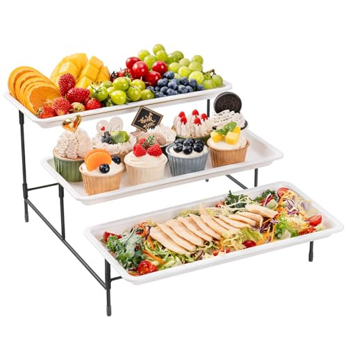 3-Tier Plastic Party Serving Tray 14x6.5 Inches for Food Display  