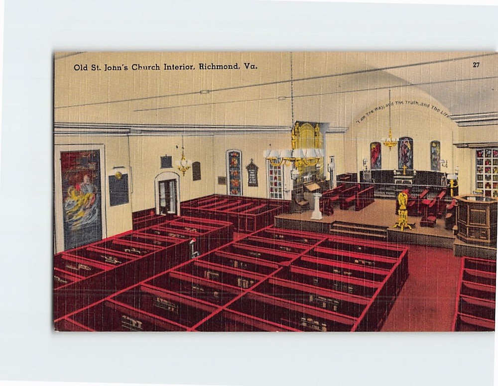 Postcard Interior Old St. John's Church Richmond Virginia USA