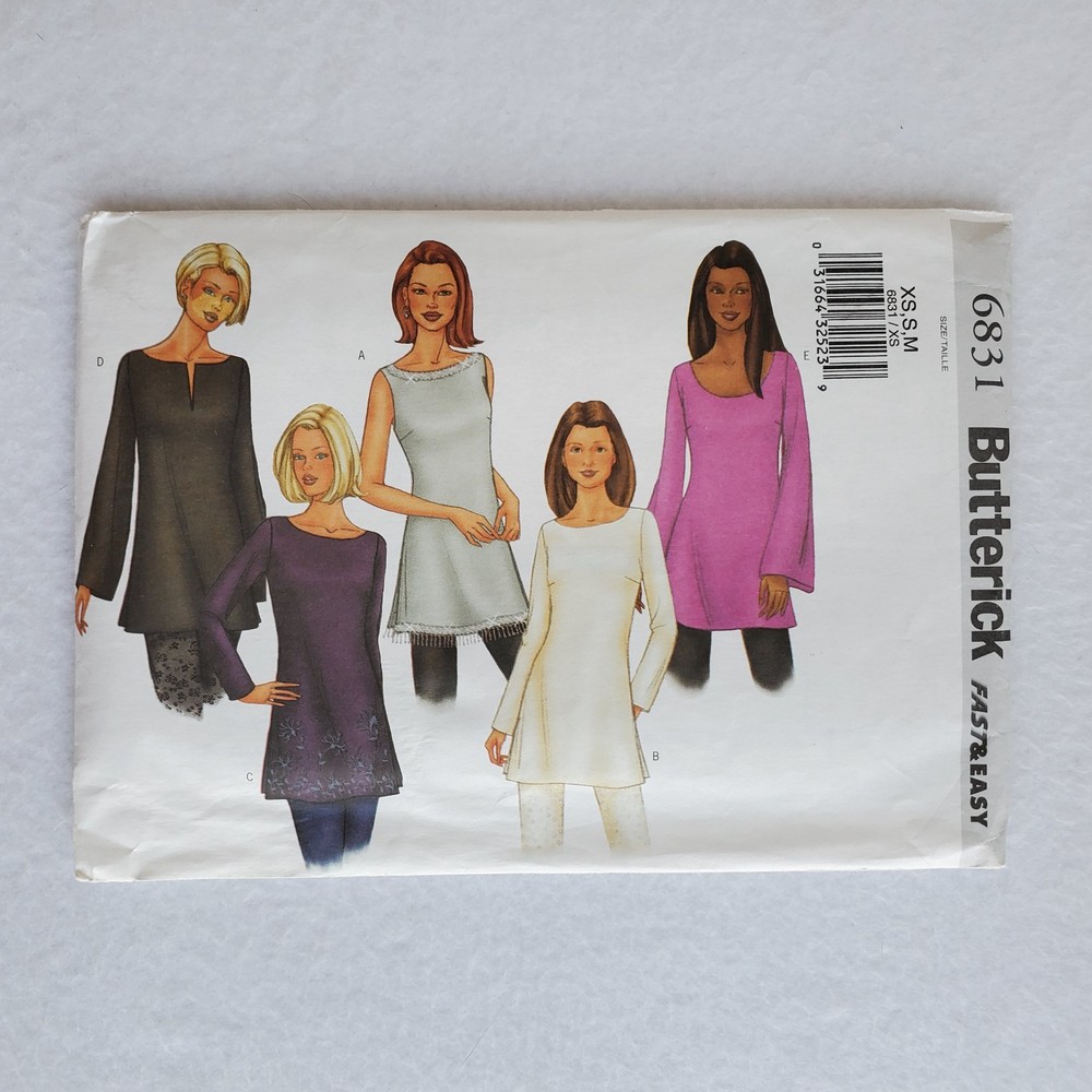 Butterick UNCUT sewing pattern 6831 Misses size XS S M Shirt A-line Top pullover