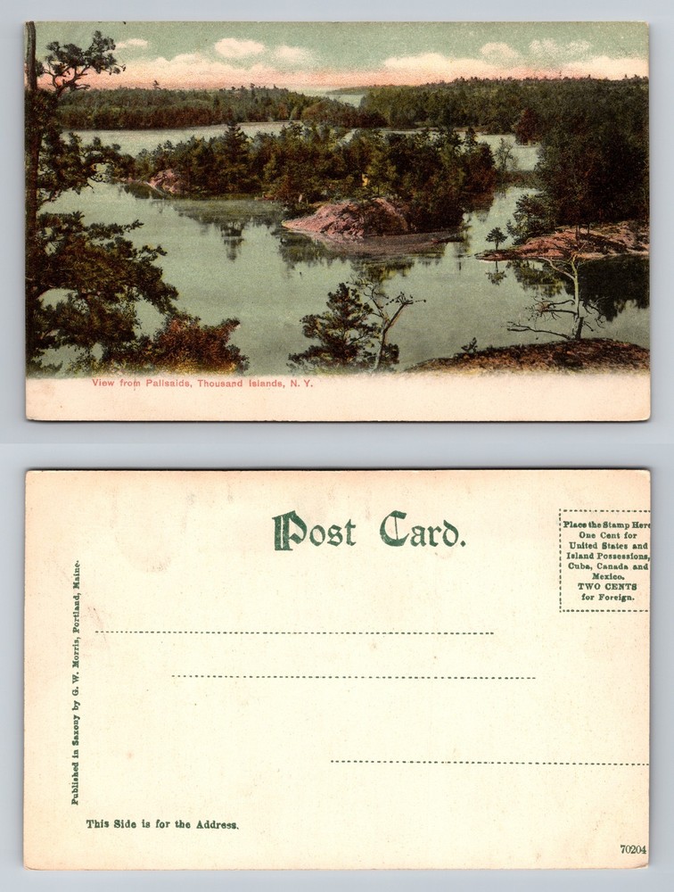 Thousand Islands, NY-New York View from Palisade Overlook River Vintage Postcard