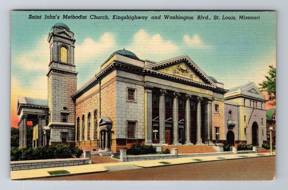 St Louis MO-Missouri, St John's Methodist Church, Antique Vintage Postcard