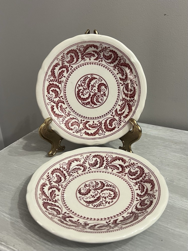 🍽️ Vintage Shenango China Red Scroll Rim Plates – Set of 2 – Restaurant Ware