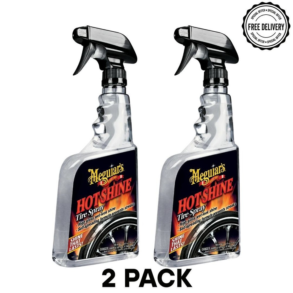 Meguiar's Hot Shine Tire Spray, G12024, 24 Oz Bottle, Easy To Use (Pack of 2)
