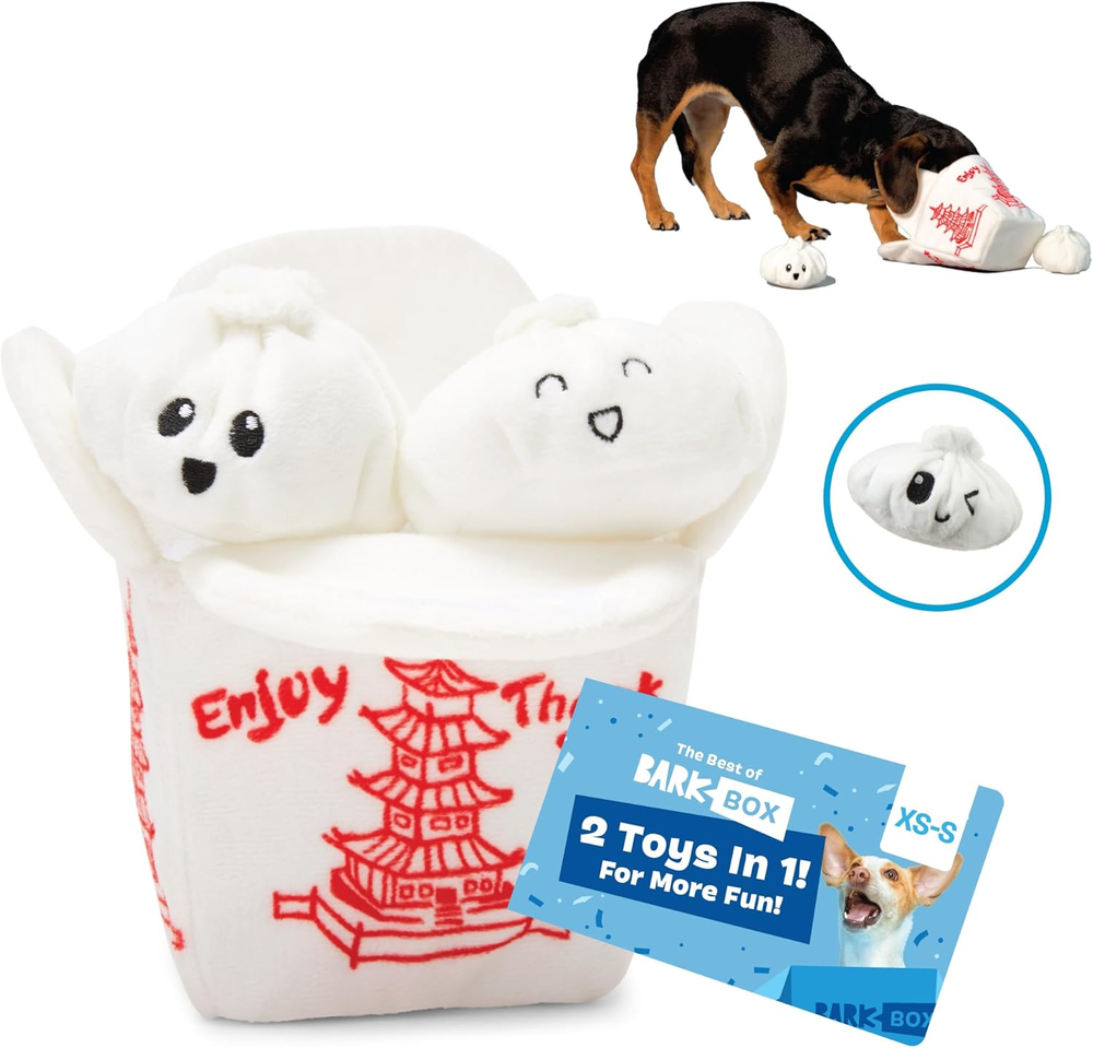 BARK Dog Toy 2 in 1 Interactive - Plush Exterior Material & Squeaker, Tearable D