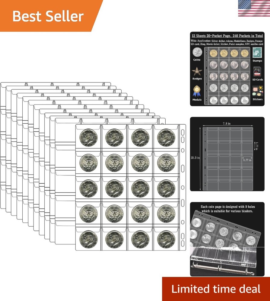 Acid-Free 12 Sheets Coin Collecting Pages - Organizer for Coins and Collectibles-image
