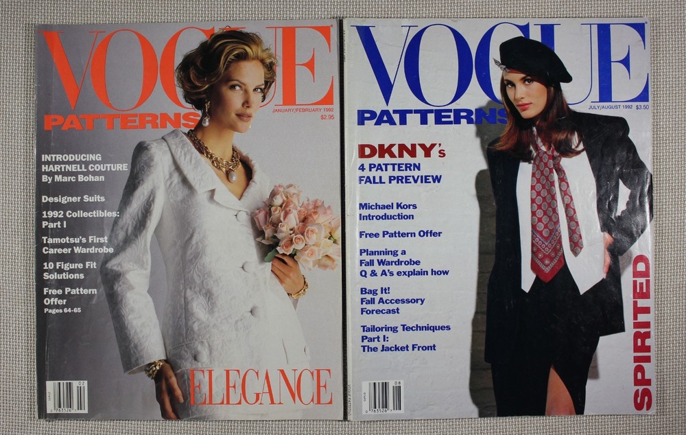 Vogue Patterns Magazine Lot 1992 Jan Feb & Jul Aug DKNY Michael Kors VTG