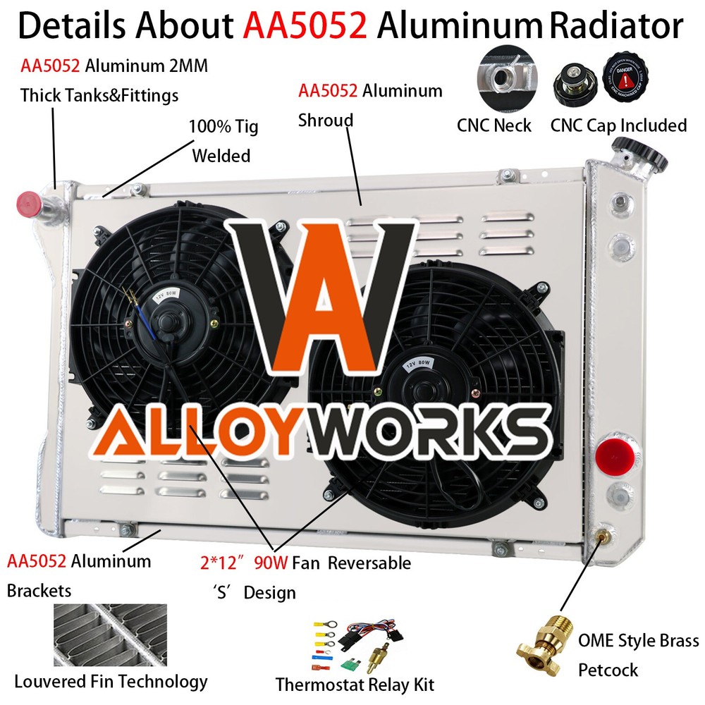 3 ROW RADIATOR+SHROUD FAN+RELAY FOR 1982-92,90 CHEVY CAMARO PONTIAC FIREBIRD V8