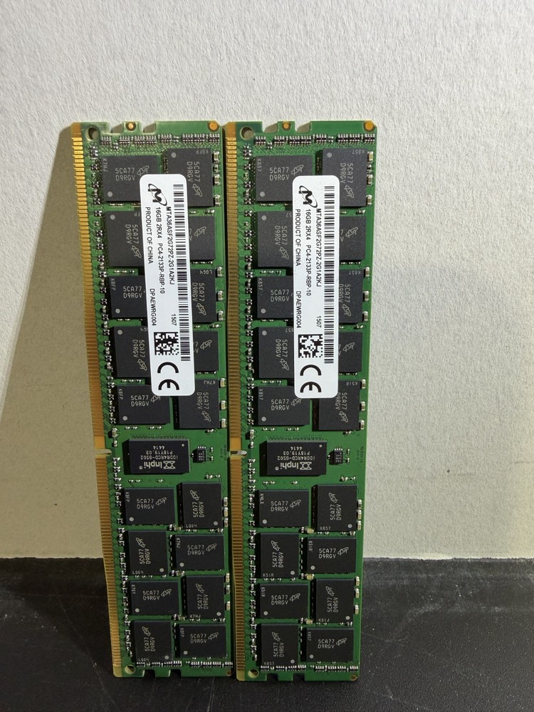 Lot of 2 Micron 16GB DDR4-2133 PC4-17000 ECC RDIMM RAM MTA36ASF2G72PZ-2G1A2