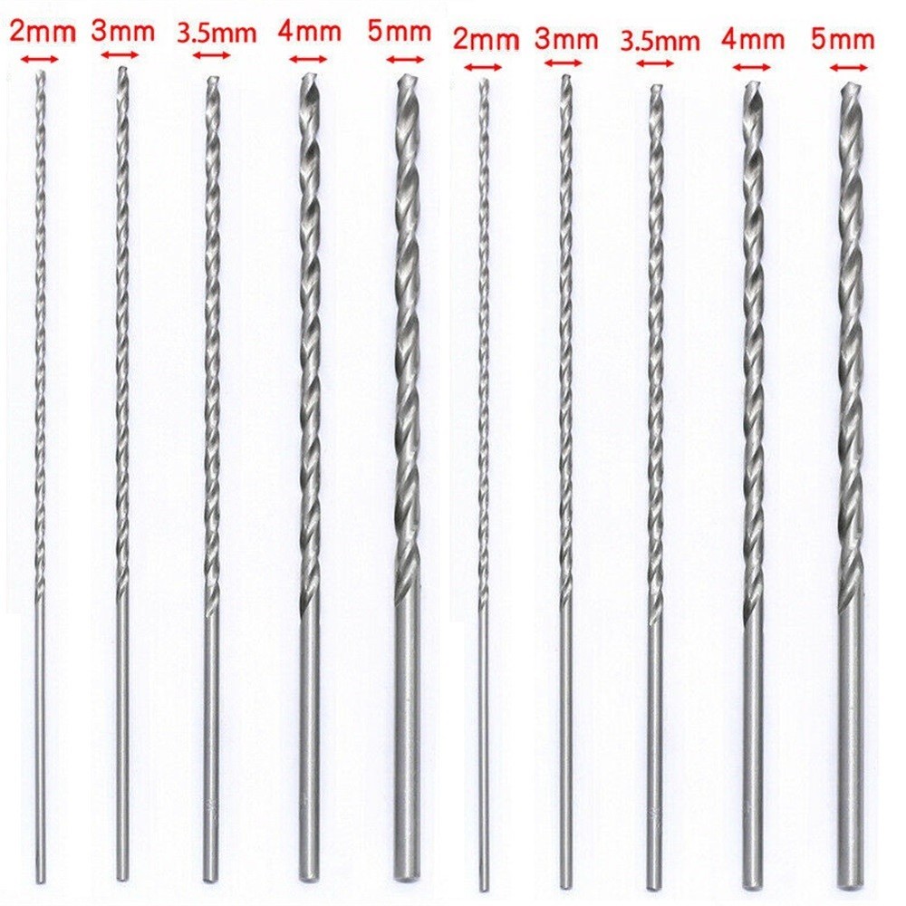 10Pcs Extra Long HSS High Steel Drill Bit Set 2mm/3mm,3.5mm,4mm,5mm Bits