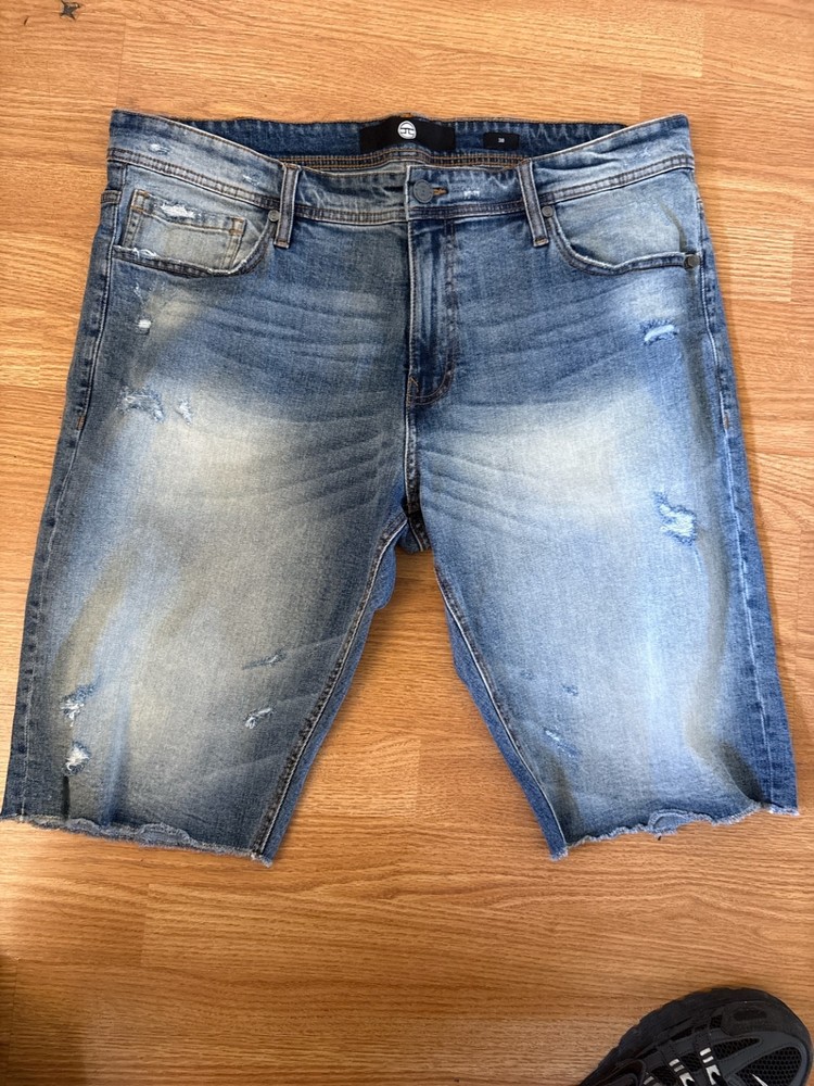 jordan craig disstressed summer sean blue jean shorts size 38