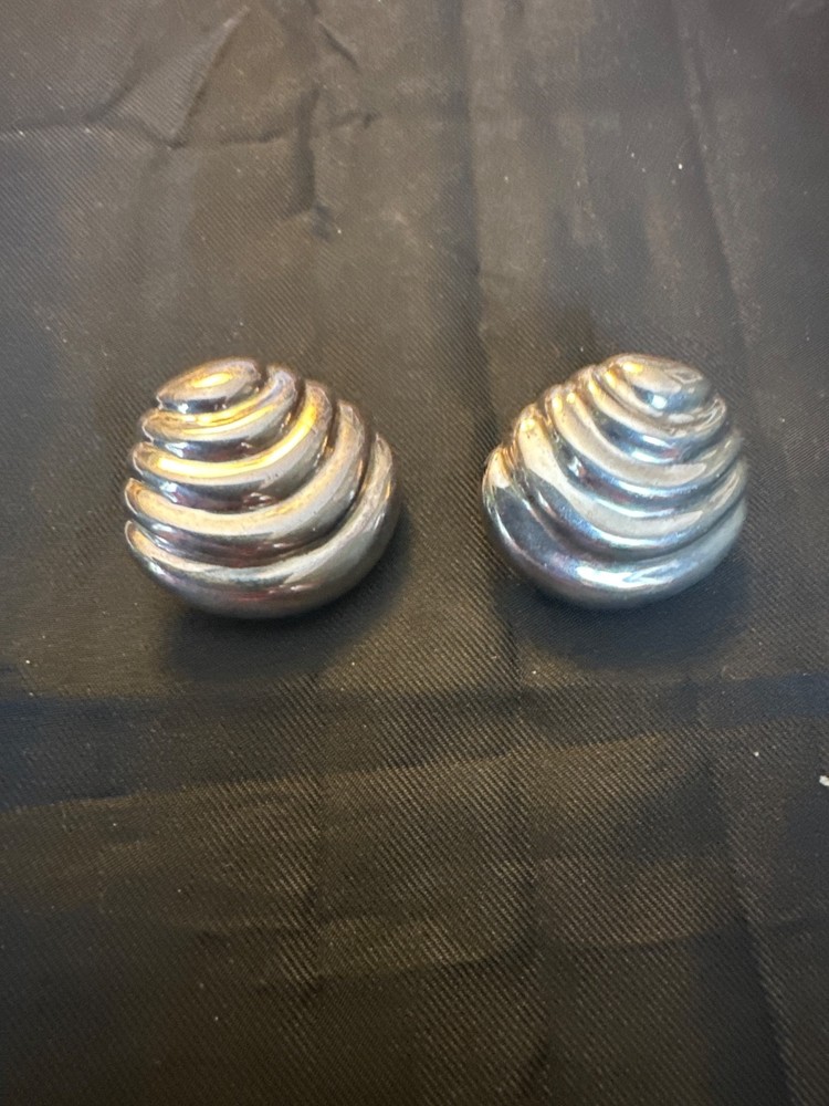 Vintage Danecraft Sterling Silver 925 Ribbed Swirl Clip-On Earrings - 10g
