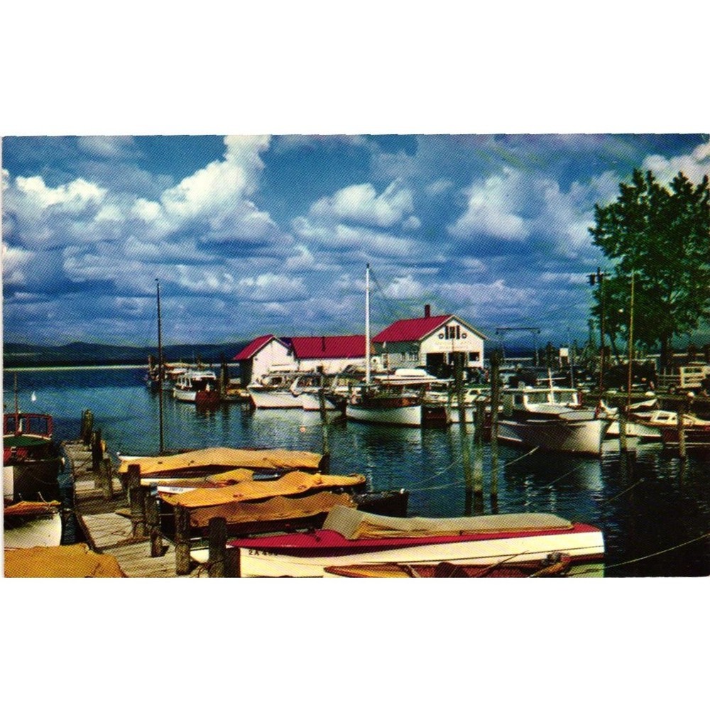 Burlington Yacht Basin Lake Champlain Vermont Vintage Postcard