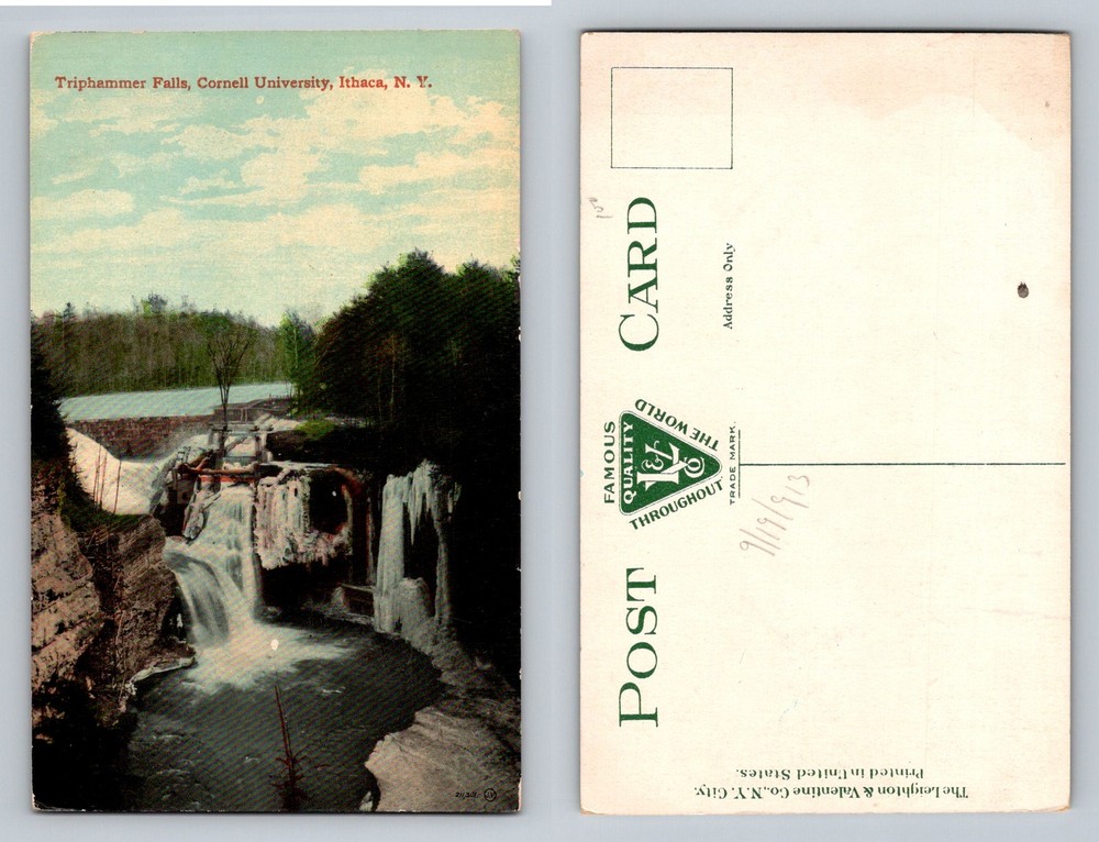 Ithaca, NY-New York, Triphammer Falls Cornell University Vintage Postcard