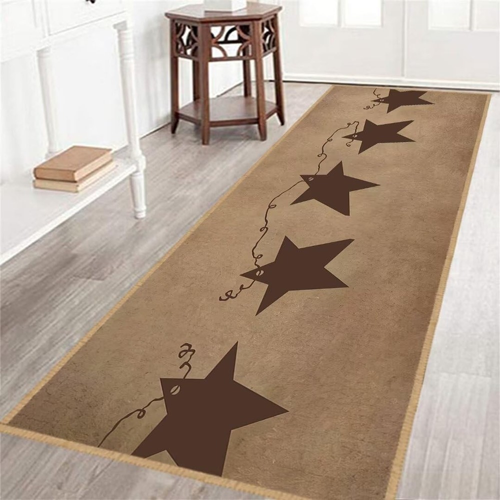 Farmhouse Long Runner Rug for Hallway,Rusty Stars Rusty Stars Vintage Primiti...