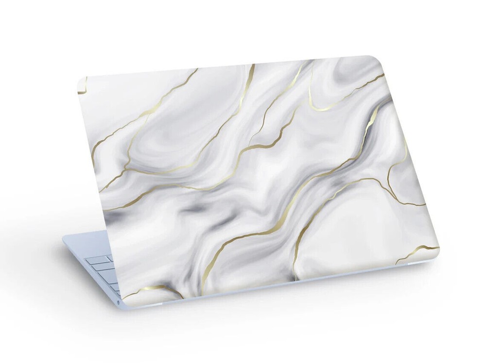 Milky White & Gold MARBLE LAPTOP SKIN Sticker - Custom Size