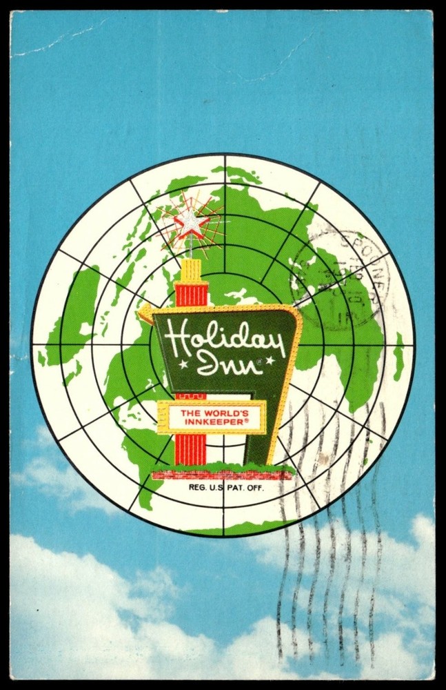 Vintage Holiday Inn Brunswick GA Postcard - Iconic Sign & Globe Logo 1970s