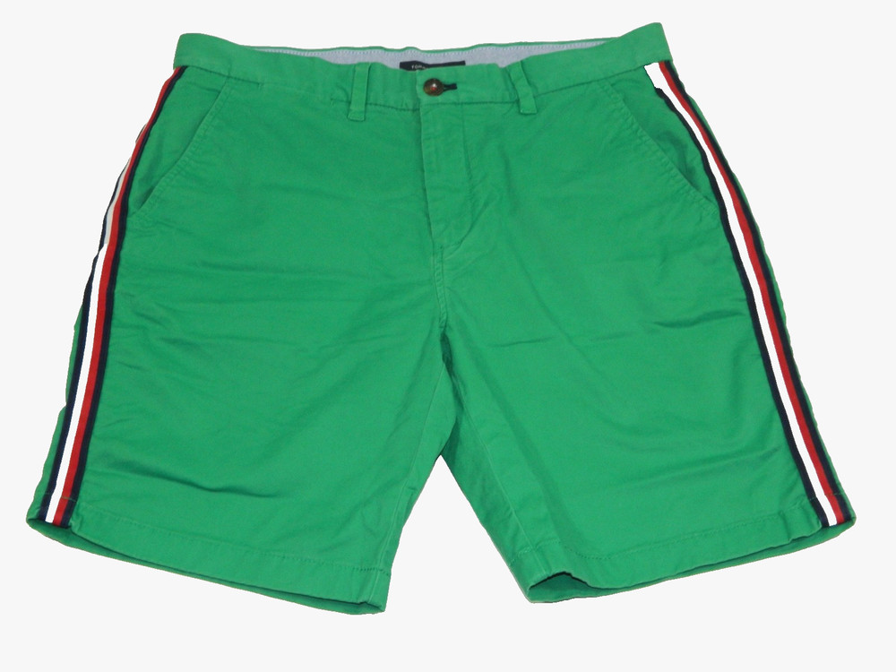 Men's Chino Shorts Tommy Hilfiger Green Side Stripe Tag & measured waist 33