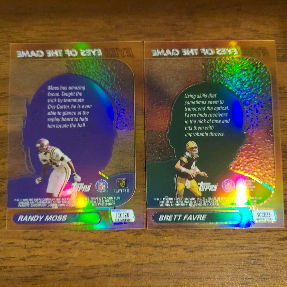 Brett Favre PACKERS Topps EYES OF THE GAME & Randy Moss VIKINGS Refractor Cards