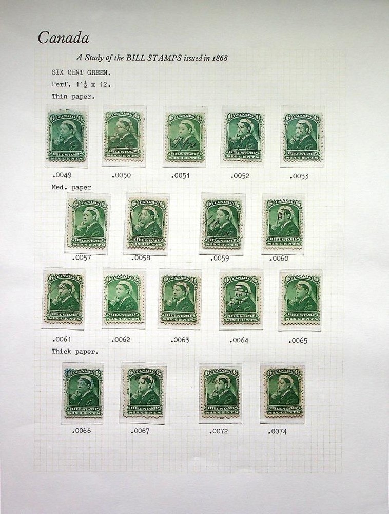CANADA: Victoria 6c Bill Stamps - Ex-Old Time Collection - Album Page (82700)