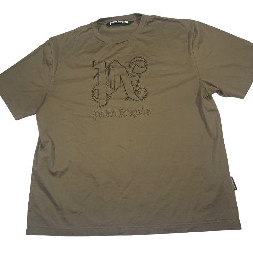 Palm Angels Classic Logo PA Spellout Mens Green Crewneck T Shirt Size Small Read