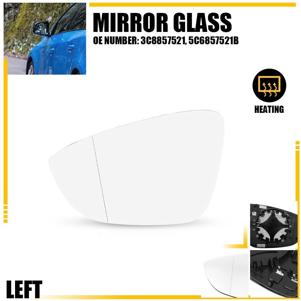 Heated Side Mirror Glass Left Driver LH Fit for Volkswagen Passat 2012-2017