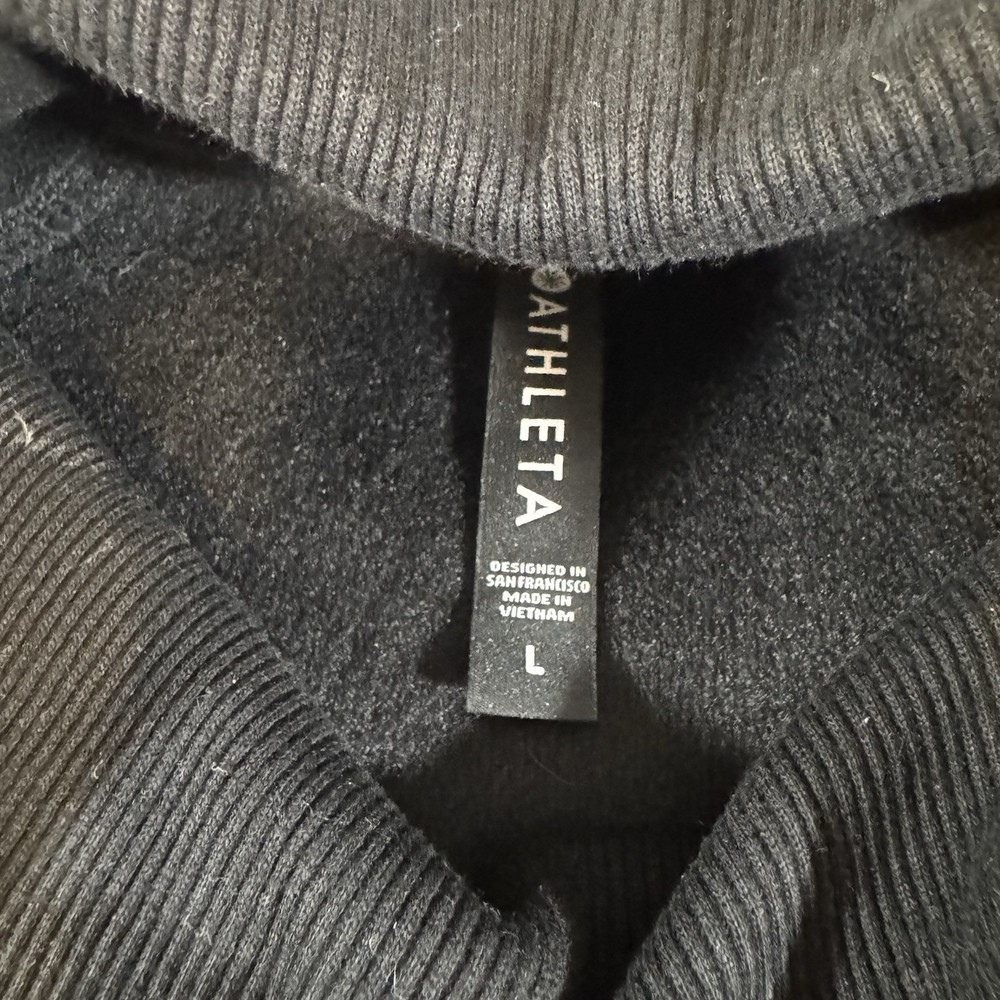 Athleta Sweater Women Large Black Cozy Karma Side Zip Funnel Neck Sweatshirt