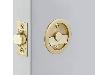 Satin Brass Pocket Door Round Privacy Lock US4 Size