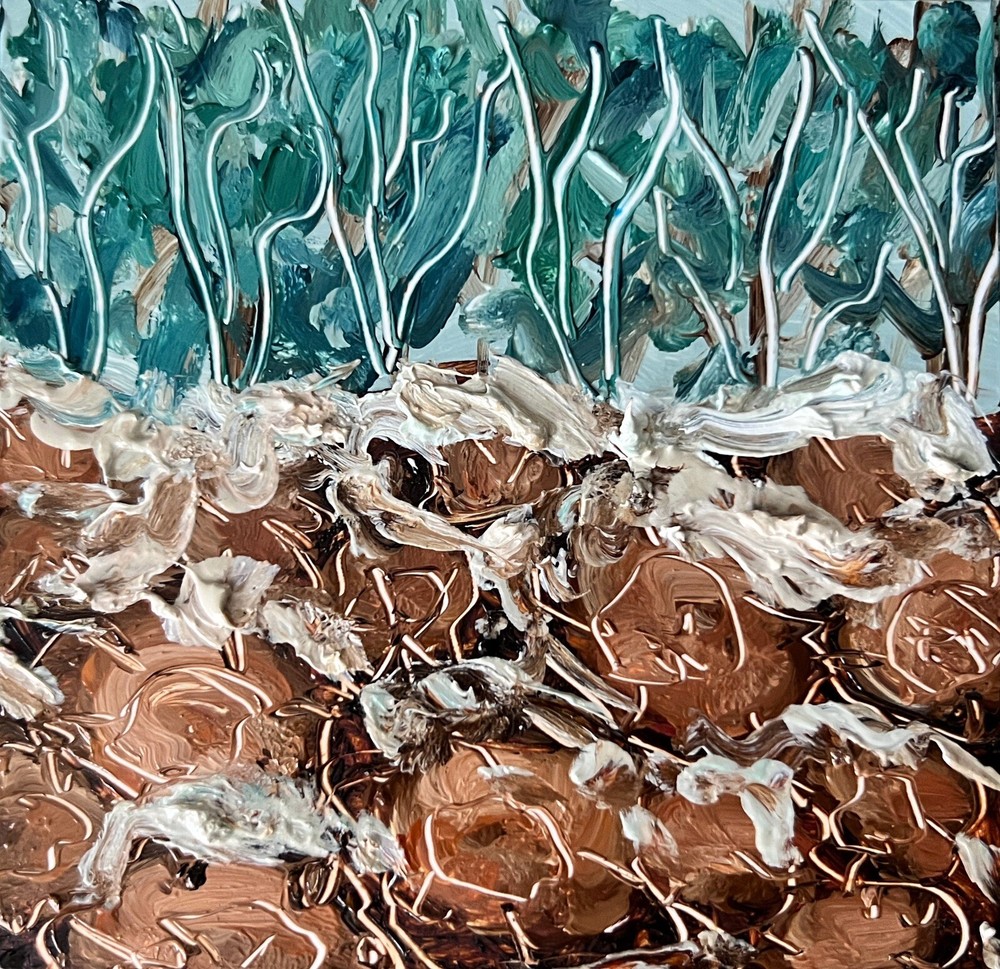 Pines Firewood Oil Painting Impressionism Forest Art Cozy Winter Aesthetic Decor