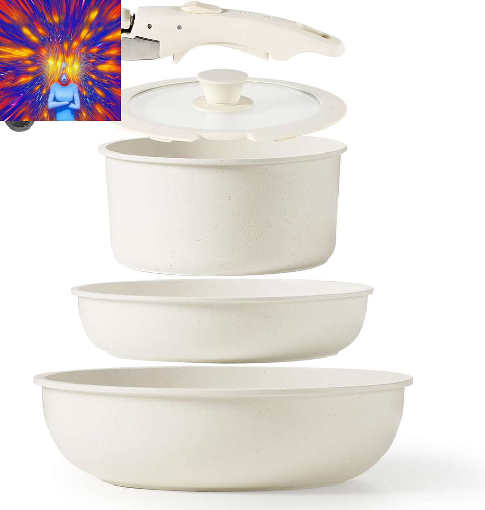 Nonstick Cookware Sets, Non Stick Pots and Pans Set Detachable Handle, Kitchen C